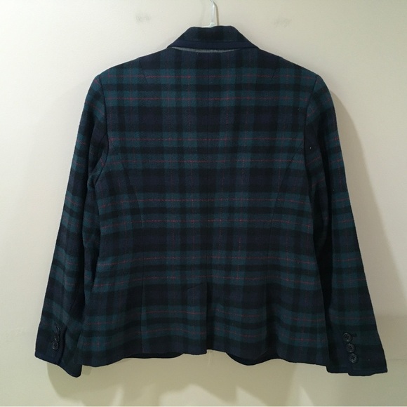 talbots single breasted blazer plaid tartan green navy new size 8P - Picture 9 of 9